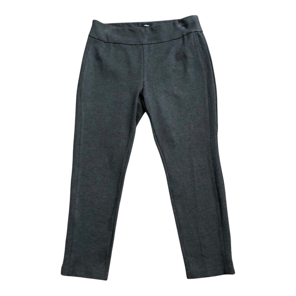 Express Pants Womens Large Gray Ponte Stretch Knit Pull On Ankle Work Career